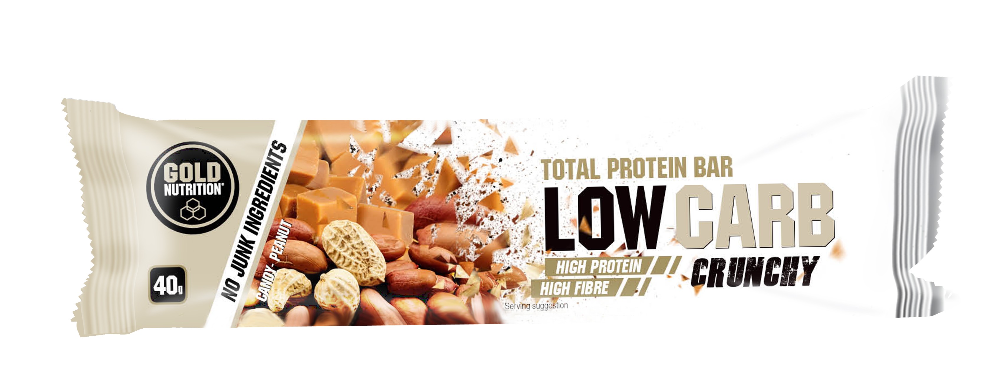 Batoane Proteice, Low Carb, Crunchy, Caramel si Alune, 40 g, Gold Nutrition
