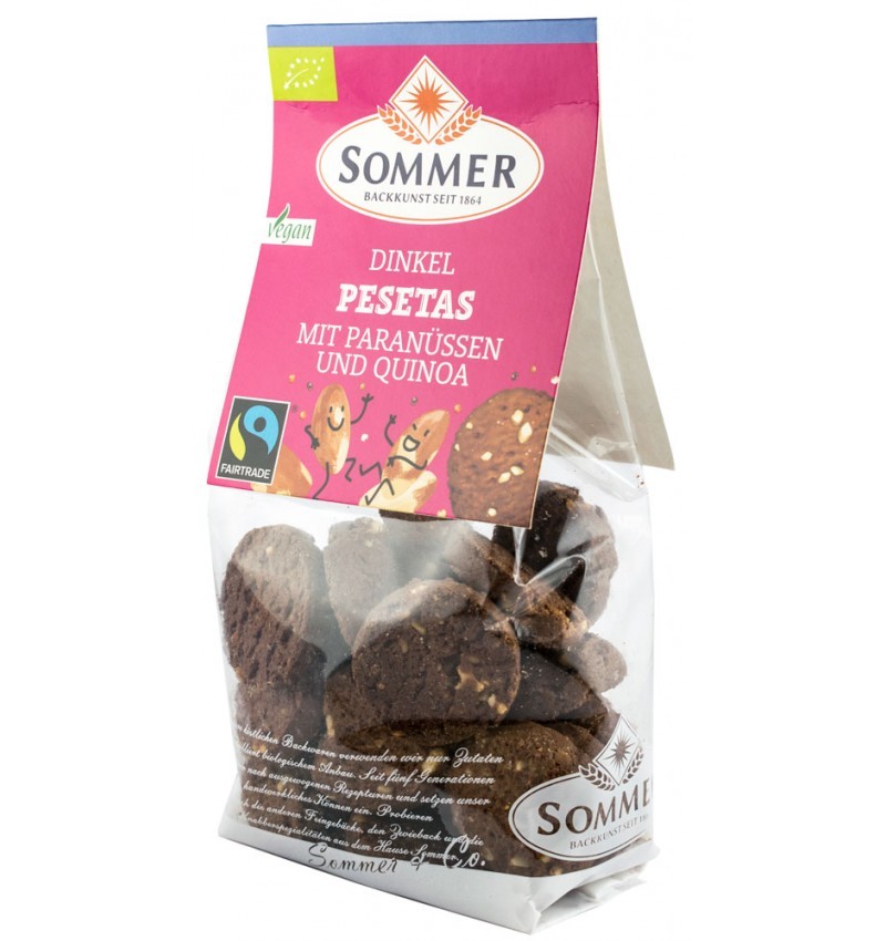 Biscuiti Bio din Faina de Grau Spelta cu Nuci Braziliene si Quinoa Sommer Fairtrade - 150 g