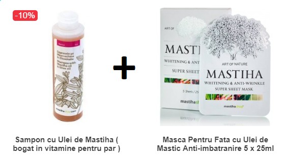 Pachet Sampon cu Ulei de Mastiha ( bogat in vitamine pentru par ) 250ML + Masca Pentru Fata cu Ulei de Mastic Anti-imbatranire