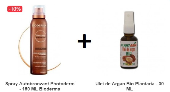 Pachet Spray Autobronzant Photoderm - 150 ML Bioderma + Ulei de Argan Bio Plantaria - 30 ML