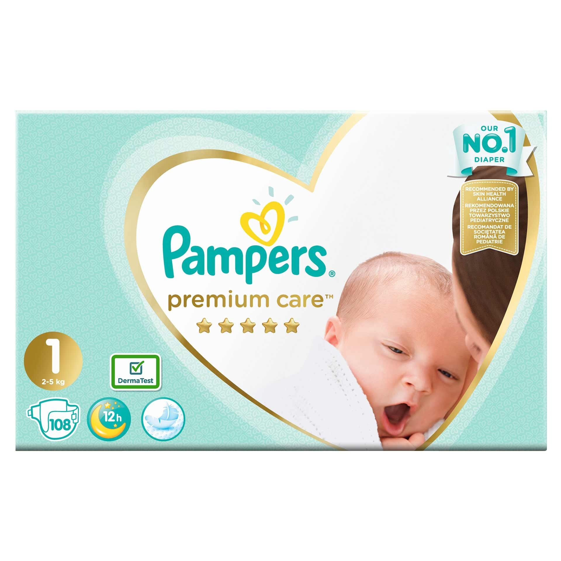 Scutece Pampers Premium Care 1 New Baby Jumbo Pack 108 Buc