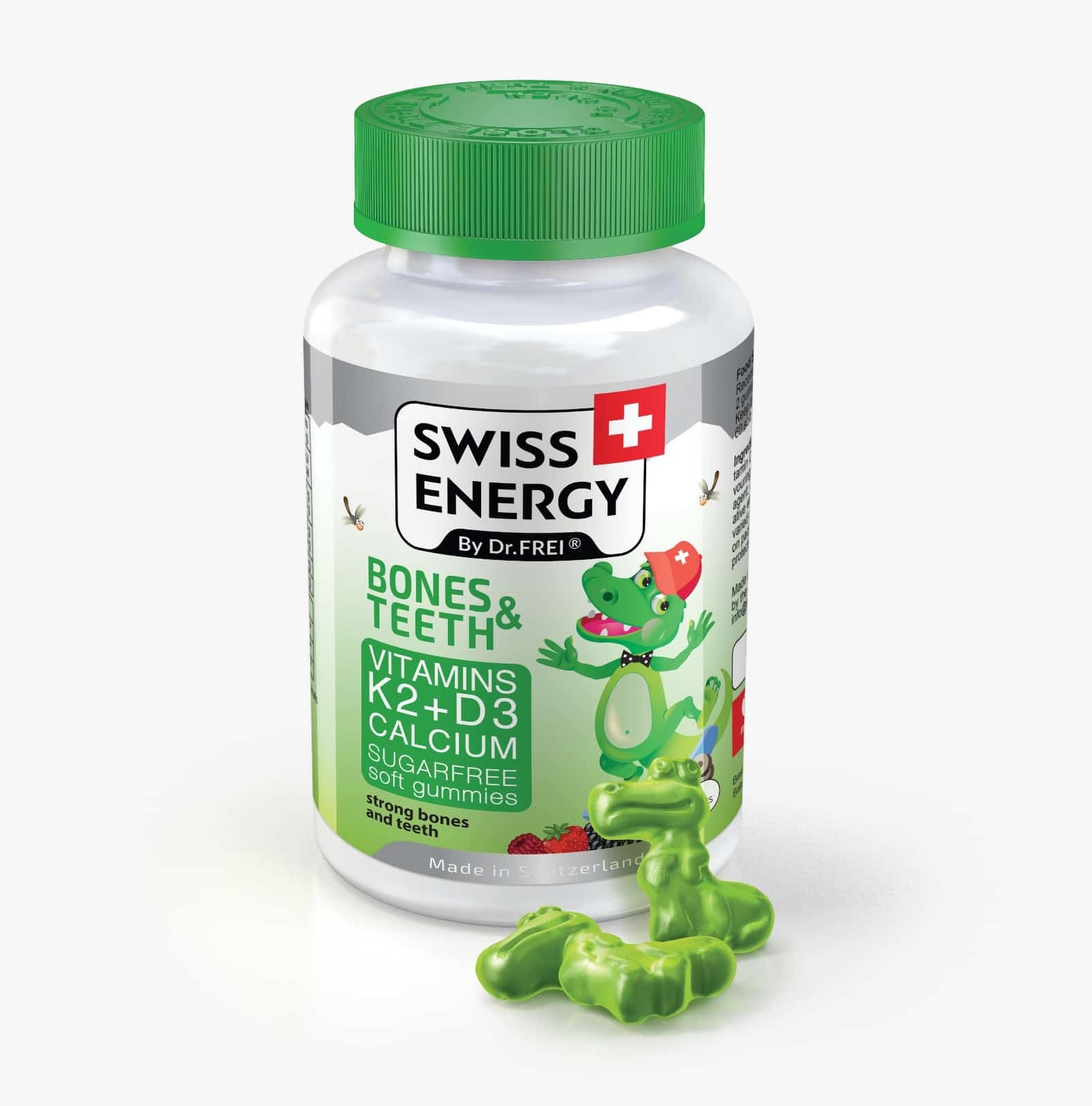 Bones & Teeth, Vitamine si Minerale: D3, K2 Și Calciu, 60 Drajeuri Moi Pentru Copii, Swiss Energy