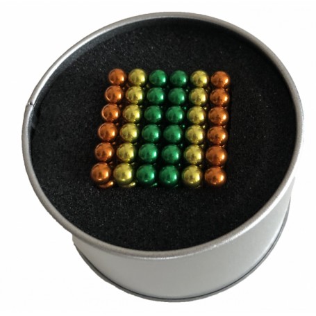 Puzzle Neocube Bile Magnetice 216 bucati cu diametrul de 5 mm, Tricolore Verde Portocaliu Galben