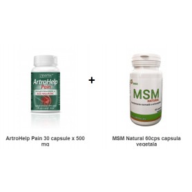 Pachet ArtroHelp Pain 30 capsule x 500 mg + MSM Natural 60 capsule vegetale