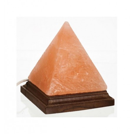 Lampa de Sare Himalaya Piramida pe Suport de Lemn