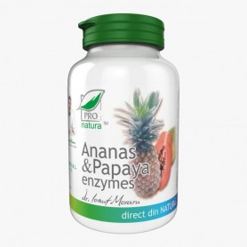 Enzime Digestive, Ananas si Papaya 60 capsule Pro Natura