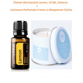 Pachet Ulei Esential Lemon, 15 ML, Doterra + Lumanare Parfumata Crema cu Bergamont Clarity