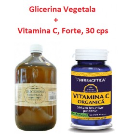 Glicerina Vegetala + Vitamina C, Forte, 30 cps