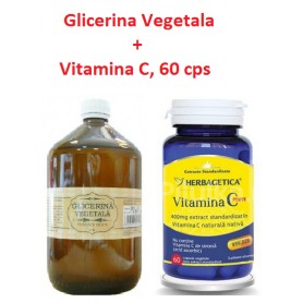 Glicerina Vegetala + Vitamina C, 60 cps