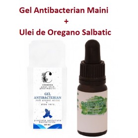 Gel Antibacterian pentru Maini + Ulei de Oregano Salbatic