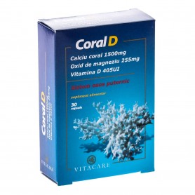 Coral D, Calciu Magneziu, Vitamina D 30cps VitaCare