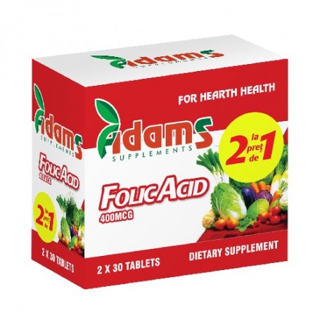 Acid Folic, 400Mcg 30 tablete 1+1 GRATIS