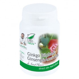 Ginkgo Biloba, Ginseng si Acerola, 60 capsule Pro Natura