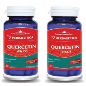 Quercetina + D3, Herbagetica 30 cps 2 bucati