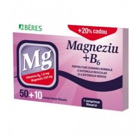 Magneziu B6, 50 cpr + 10 Gratis