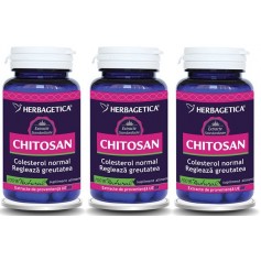 Chitosan, 60cps, Herbagetica 3 bucati