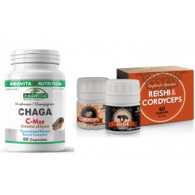 Chaga C-Max, 60 capsule + Reishi si Cordyceps, 2 X 30 cps