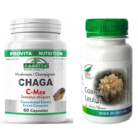 Chaga C-Max, 60 capsule + Ciuperca Coama Leului, 60 cps