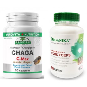 Chaga C-Max, 60 capsule + Cordyceps 200mg, 90 cps
