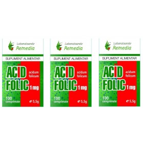 Acid Folic, 1Mg, 100 cpr, 3 bucati