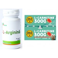 Pachet L-arginina 100% Naturala 60cps vegetale + L-Carnitina 3000mg, Pepene Rosu
