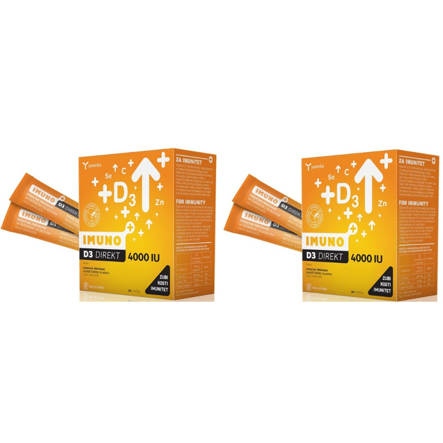 Imuno D3 Direkt, Vitamina D3 4000UI cu Vitamina C si Zinc, 2 Bucati