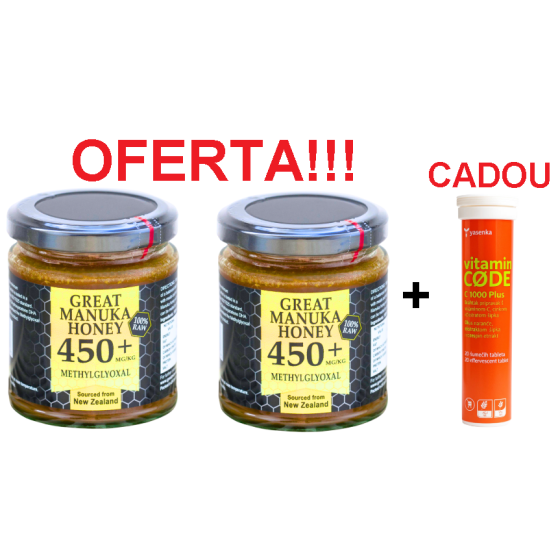Miere de Manuka MGO 450+, 250g Pachet 2 borcane