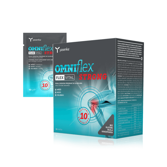 Colagen pentru articulații cu glucozamină, condroitină și MSM – Omniflex Flexvital Strong 20 plicuri